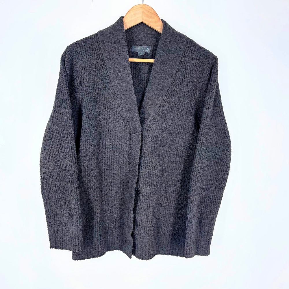 Barefoot Dreams CozyChic Ribbed Shawl Collar Cardigan Charcoal Grey BDWCC21903 S